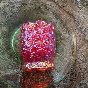 St. Clair daisey button carnival glass toothpick holder EC